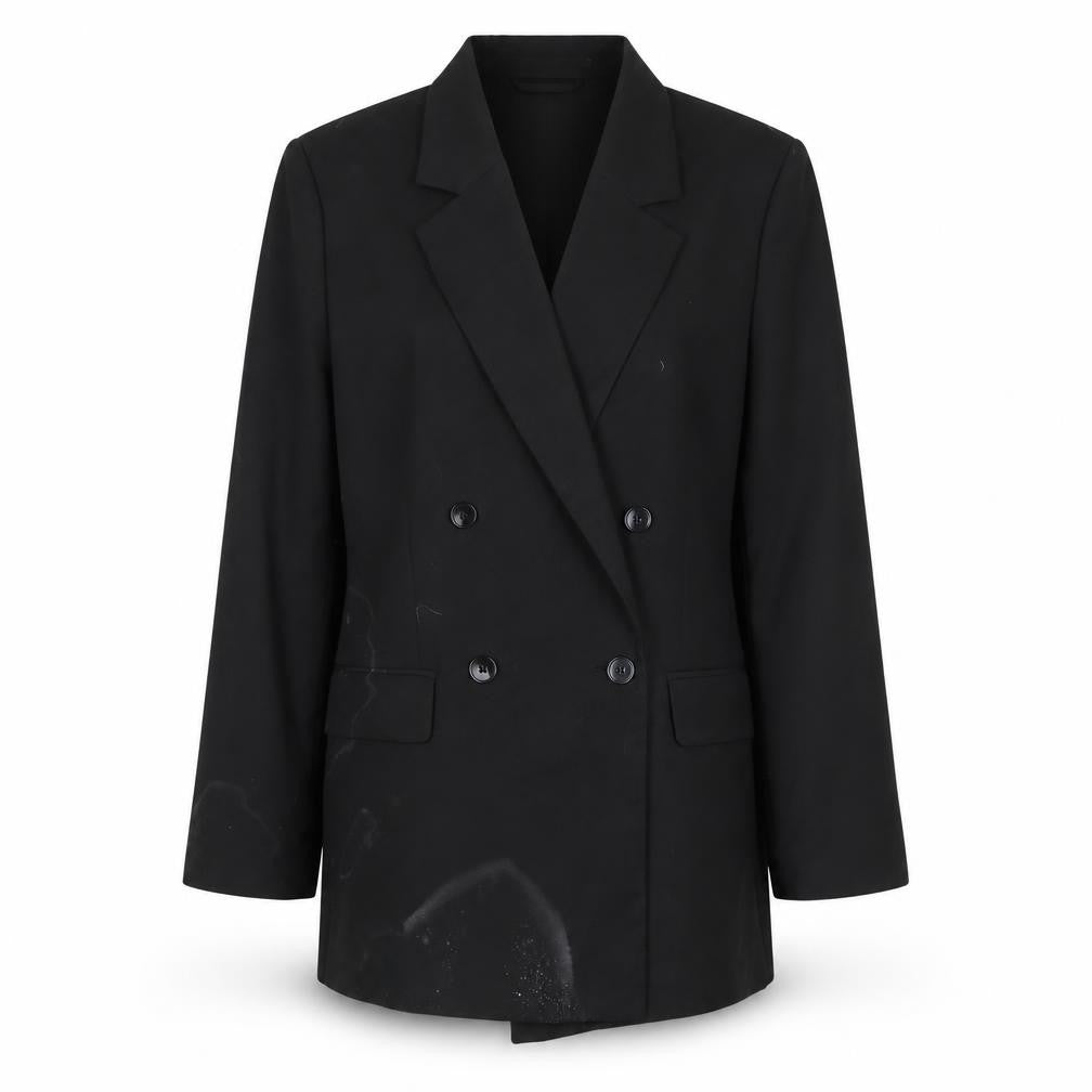Front view of H&M Black Double-Breasted Blazer M unisex adults