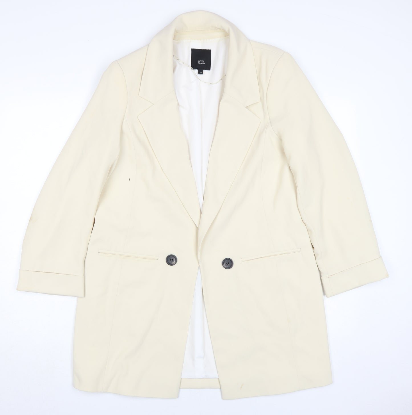 River Island Women's Beige Blazer, Size 12, Classic Style