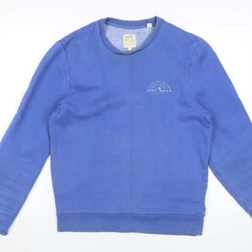 Jack Wills Men's Blue Pullover Sweatshirt - Size S