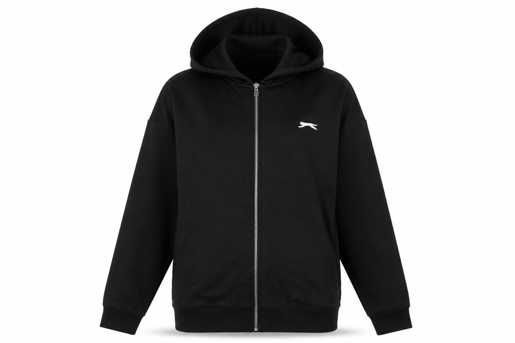 Front view of Slazenger Black Full Zip Hoodie, size 10, unisex