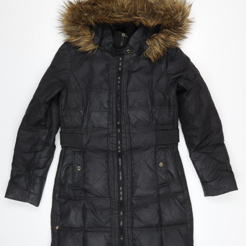 Larry Levine Women's Black S Puffer Coat, Hooded & Lined
