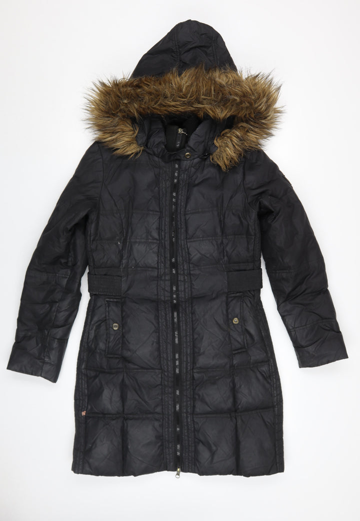 Larry Levine Women's Black S Puffer Coat, Hooded & Lined