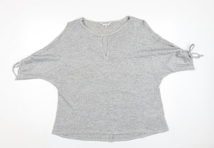 Red Herring Women's Grey Bow Sleeve T-Shirt Size 16