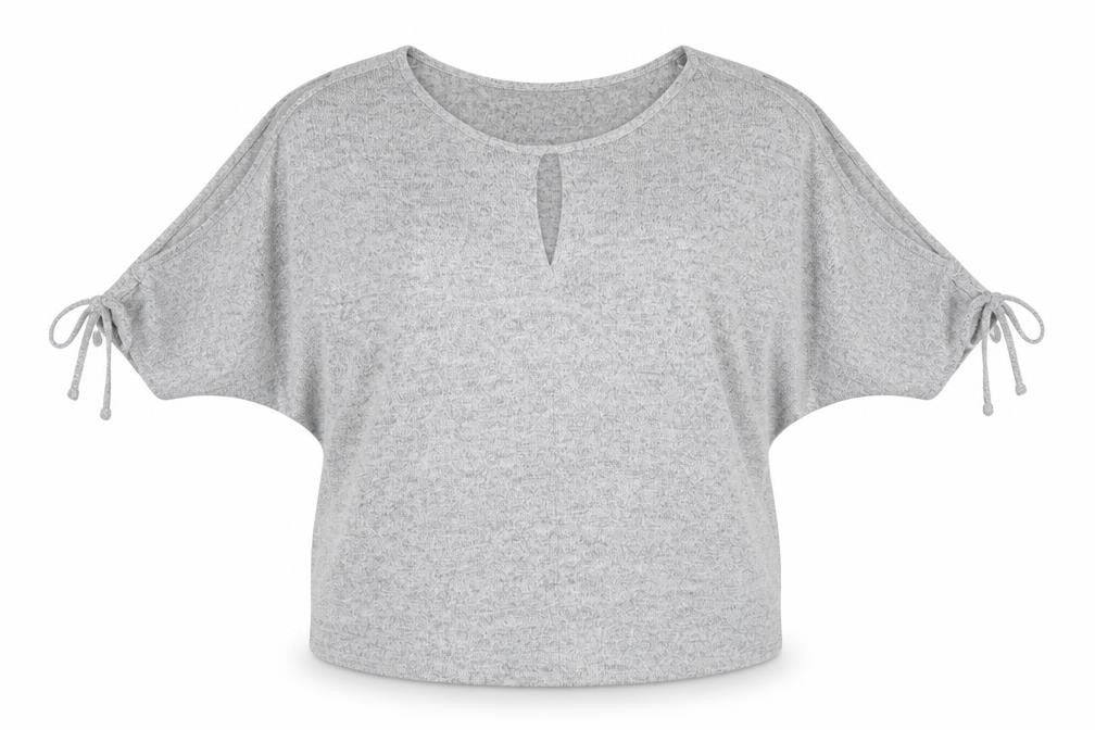 Front view of Red Herring Women's Grey Bow Sleeve T-Shirt, size 16