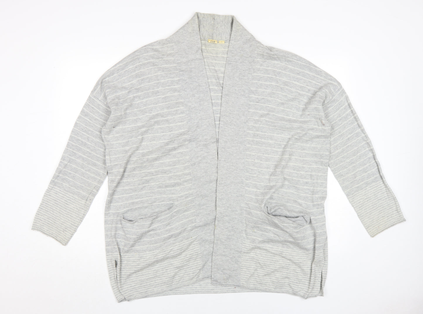 GAP Women's Grey Striped Cardigan L Casual