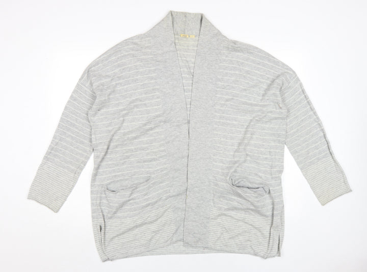 GAP Women's Grey Striped Cardigan L Casual