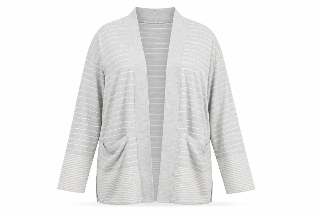 Front view of Gap Women's Grey Striped Cardigan L Casual