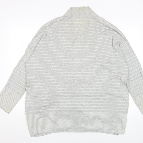 GAP Women's Grey Striped Cardigan L Casual