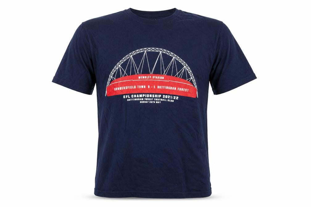 Front view of Forest Men's Blue Graphic Print T-Shirt Medium