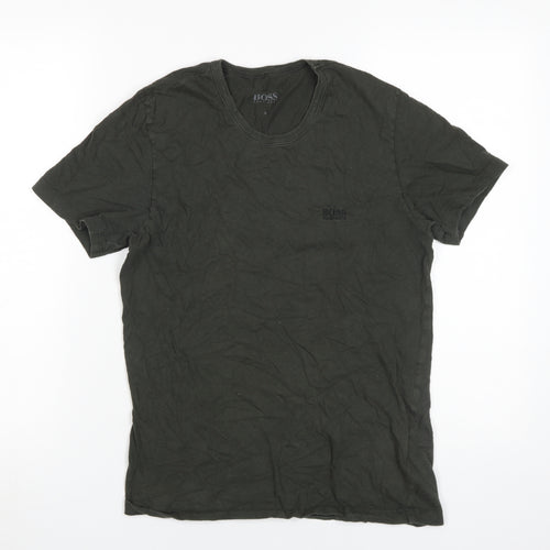 Hugo Boss Men's Green Cotton Crew Neck T-Shirt, S