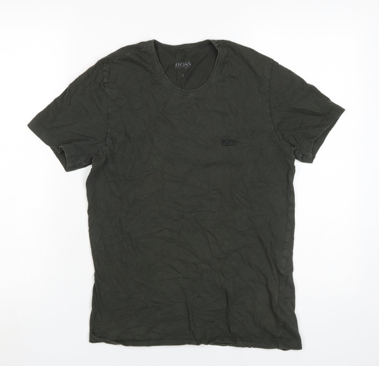 Hugo Boss Men's Green Cotton Crew Neck T-Shirt, S