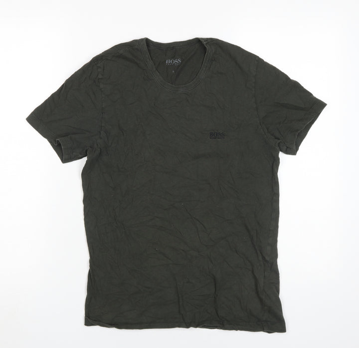 Hugo Boss Men's Green Cotton Crew Neck T-Shirt, S
