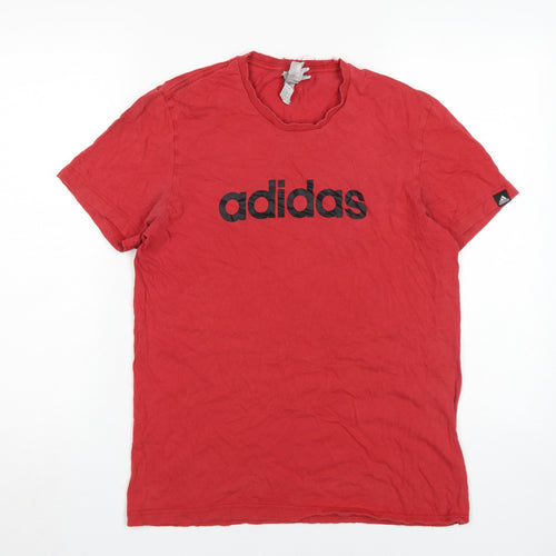 Adidas Unisex Red Basic T-Shirt, S, Casual Crew Neck
