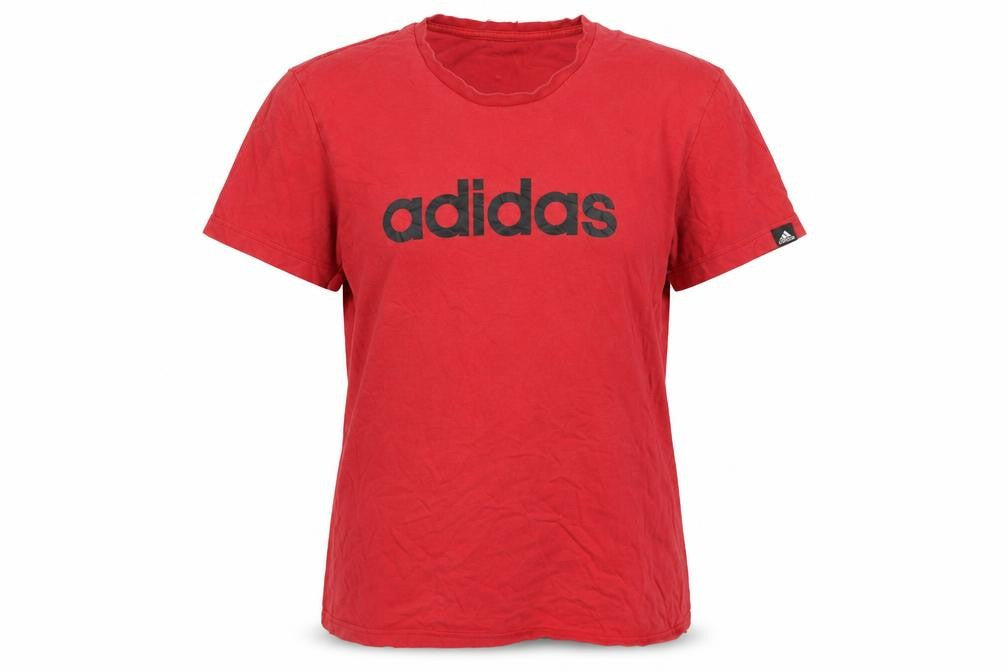 Front view of Adidas unisex red basic t-shirt, s, casual crew neck