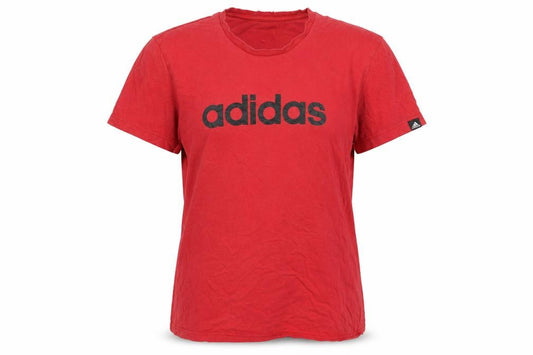 Front view of Adidas unisex red basic t-shirt, s, casual crew neck