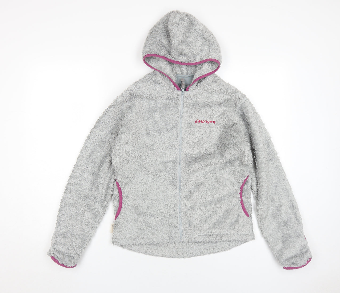 Sprayway Girls Grey Hooded Fleece Jacket Size 10-11 Years