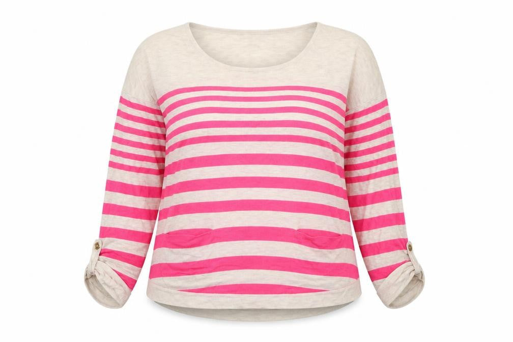 Front view of Warehouse Women’s Striped jumper, size UK 16