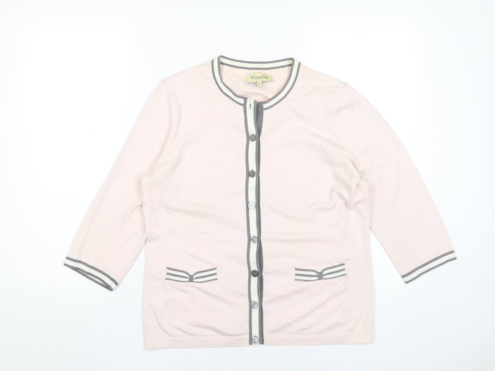 Viyella Women's Pink Cardigan, Medium, Round Neck