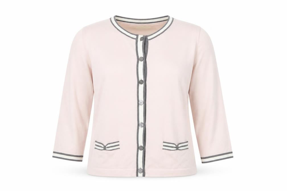 Front view of Viyella Women's Pink Cardigan, Medium, Round Neck