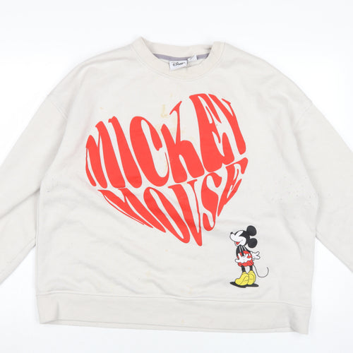 Disney Women's Ivory XL Mickey Mouse Sweatshirt