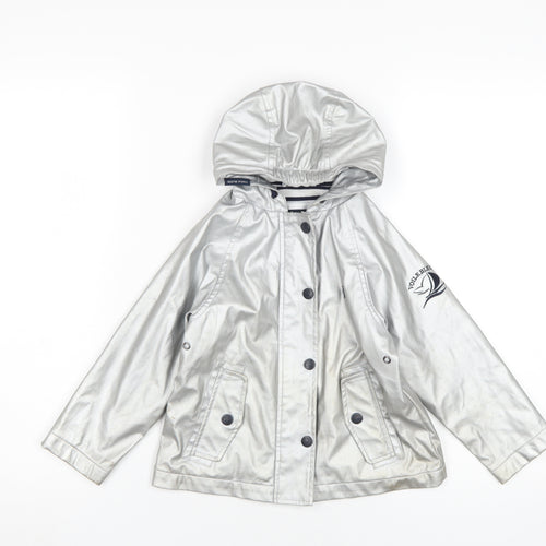 Voile Bleue Girls Silver Hooded Rain Coat 4 Years