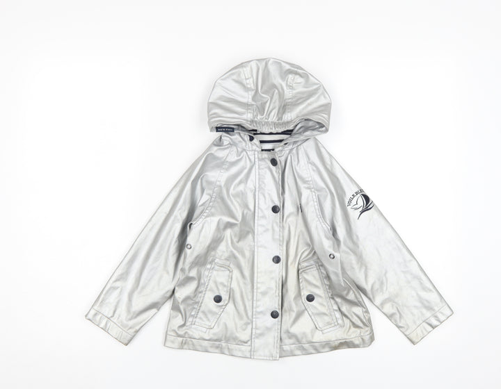 Voile Bleue Girls Silver Hooded Rain Coat 4 Years