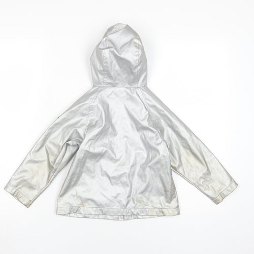 Voile Bleue Girls Silver Hooded Rain Coat 4 Years