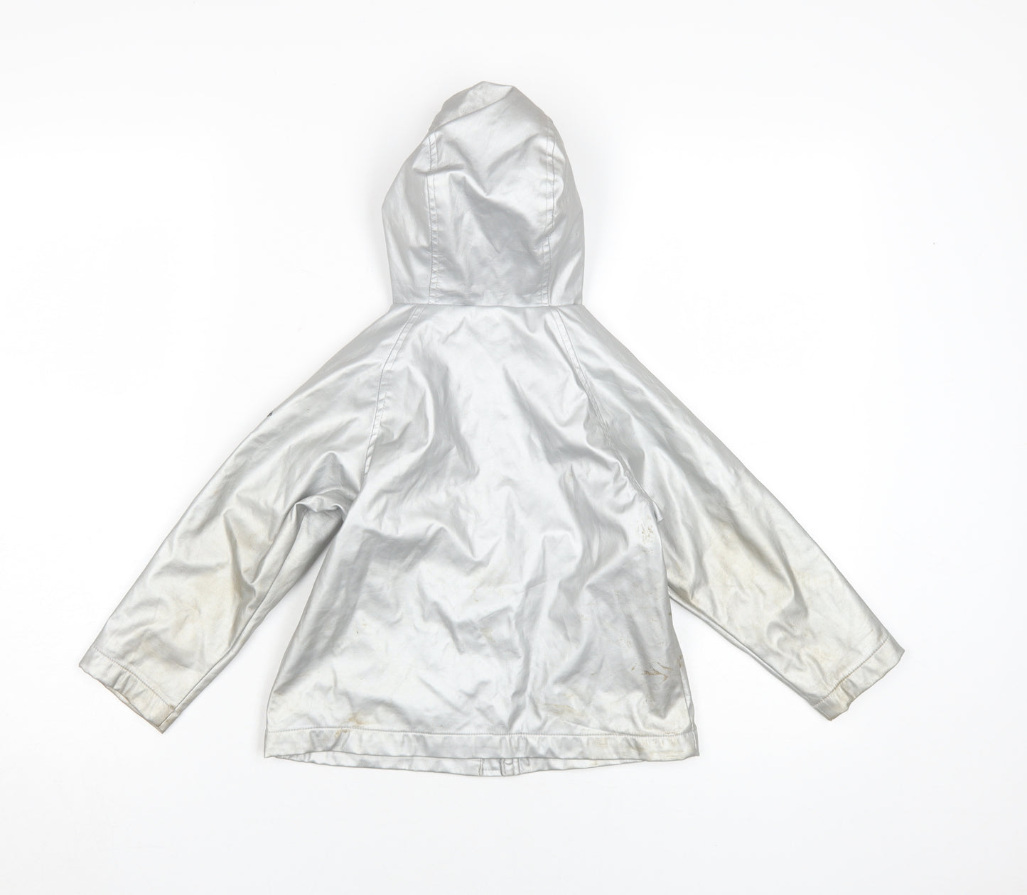 Voile Bleue Girls Silver Hooded Rain Coat 4 Years