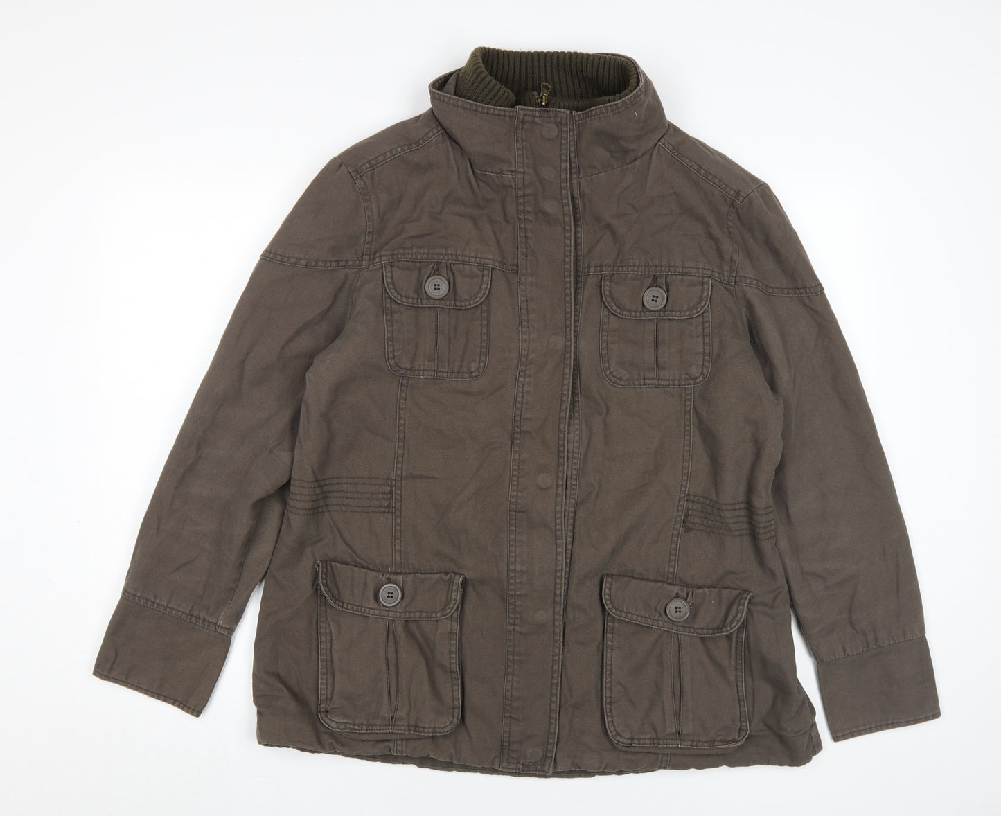 E-vie Women's Brown Military Jacket, Size 16, Casual Style