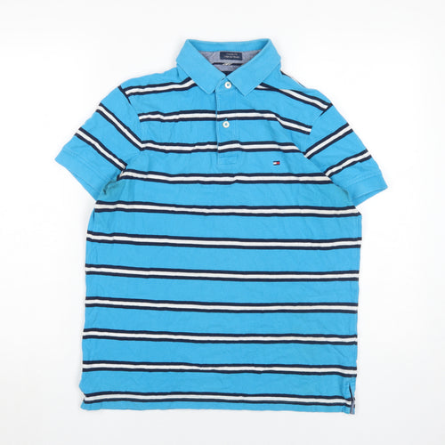 Tommy Hilfiger Men's Blue Striped Polo Shirt, Size S