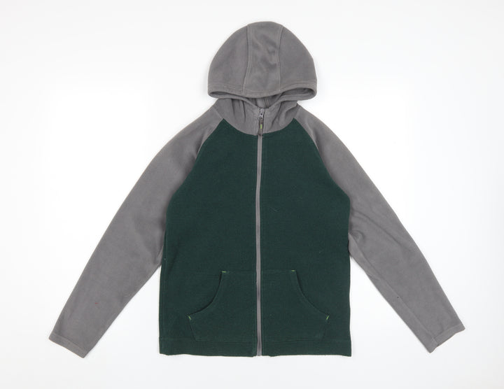 Mountain Warehouse Boys Full Zip Hoodie Green Grey 11-12 Years
