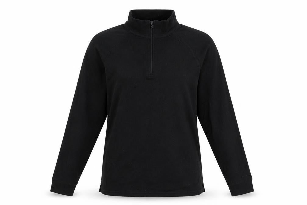Front view of Trespass unisex black m lightweight 1/4 zip sweatshirt