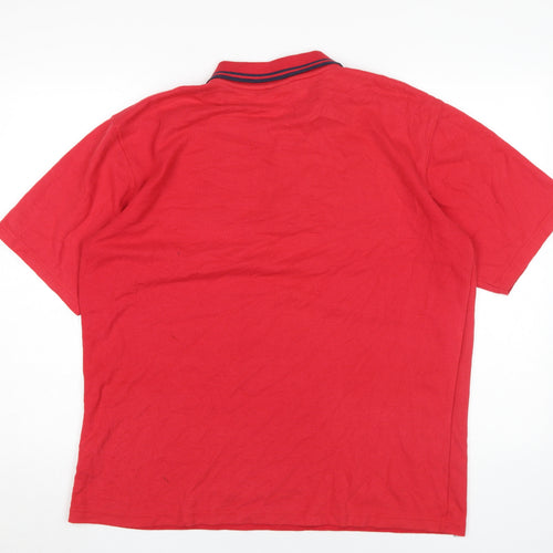 Umbro Men's Red Polo Shirt L - Classic Solid Short Sleeve