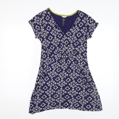 White Stuff Women's Blue Geometric Dress UK 8