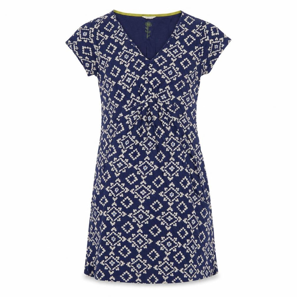 Front view of White Stuff Women's Blue Geometric Dress UK 8