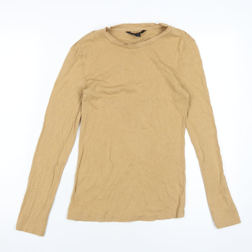 Brave Soul Women's Beige Long Sleeve Basic Top