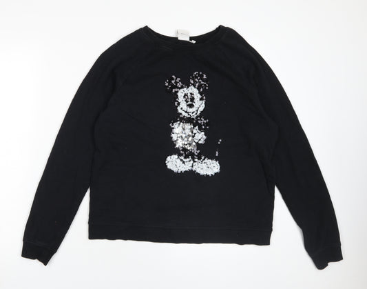 Disney Women's Black Sequin Sweatshirt Size M