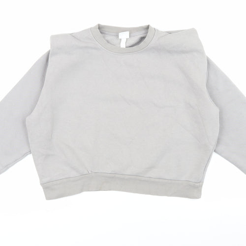 Grey Crew Neck Pullover Jumper - S, Cotton Blend