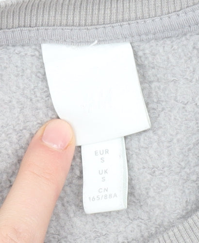 Grey Crew Neck Pullover Jumper - S, Cotton Blend