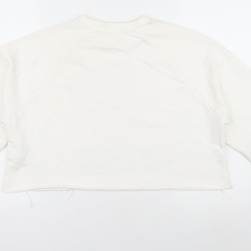 Stradivarius Women’s White Pullover Sweatshirt, Size 14