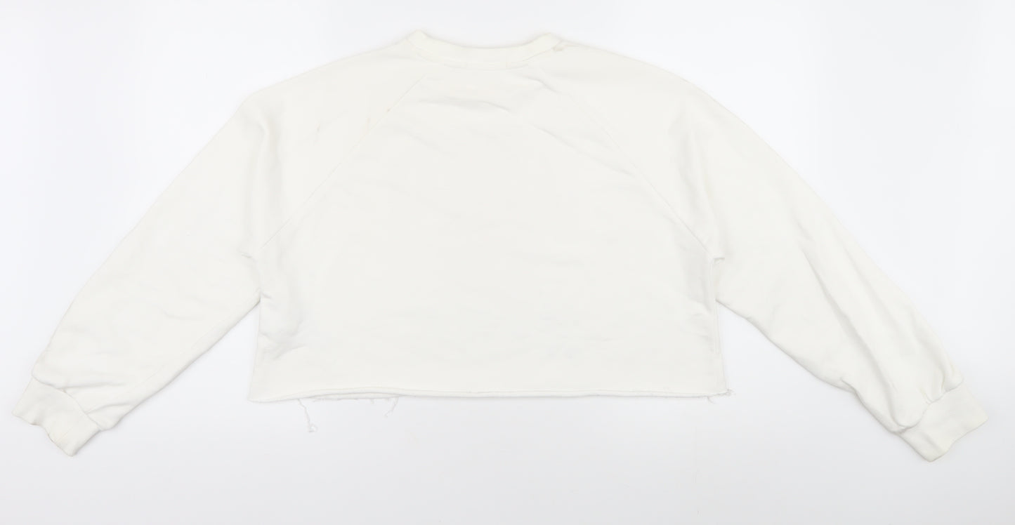 Stradivarius Women’s White Pullover Sweatshirt, Size 14