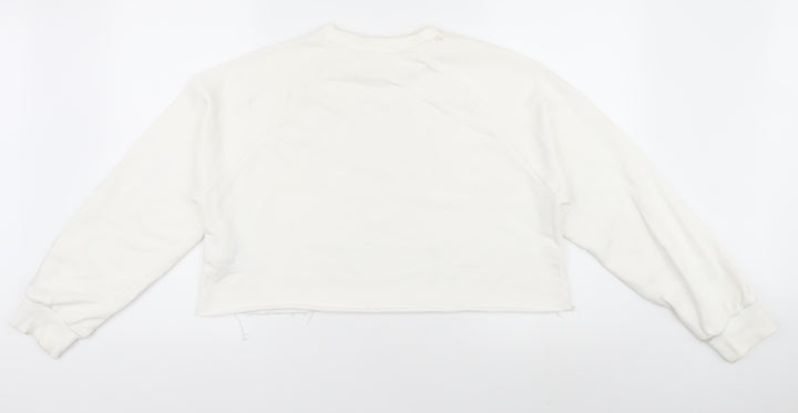 Stradivarius Women’s White Pullover Sweatshirt, Size 14