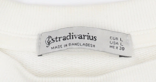 Stradivarius Women’s White Pullover Sweatshirt, Size 14