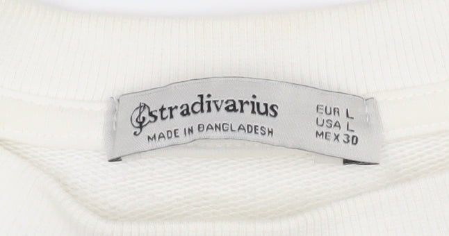 Stradivarius Women’s White Pullover Sweatshirt, Size 14