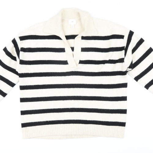 H&M Women's Black Striped Pullover Jumper, Size S