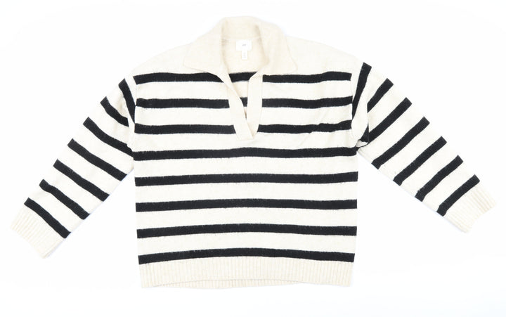 H&M Women's Black Striped Pullover Jumper, Size S