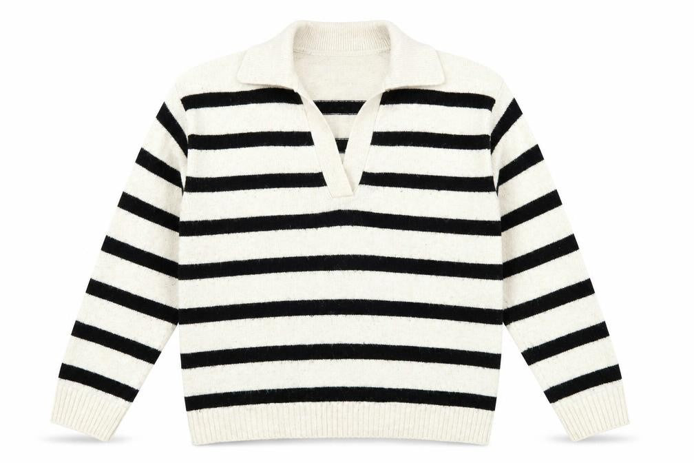 Front view of H&M Women's Black Striped jumper, size S