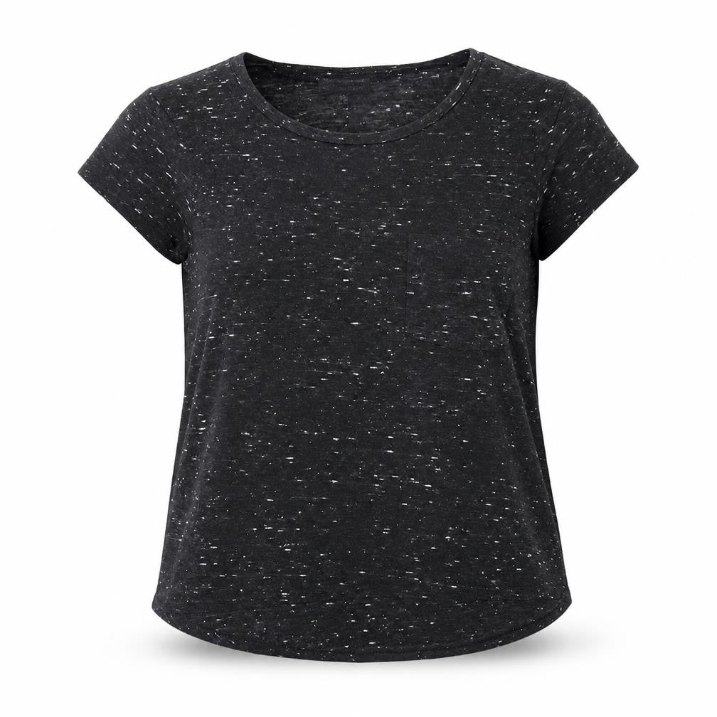 Front view of Warehouse Women's Black Basic T-Shirt, size 6, Short Sleeve