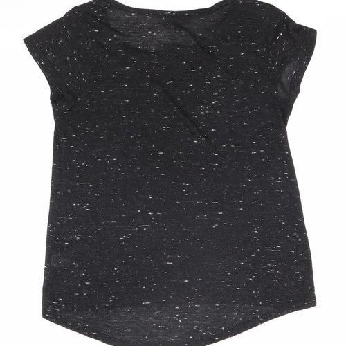 Warehouse Women's Black Basic T-Shirt, Size 6, Short Sleeve