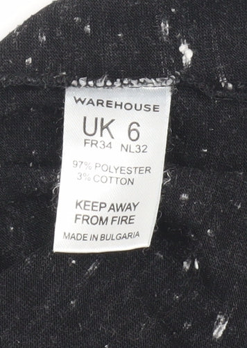 Warehouse Women's Black Basic T-Shirt, Size 6, Short Sleeve